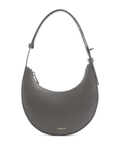 Delizia Mini Schultertasche fein genarbtes Leder dunkelgrau