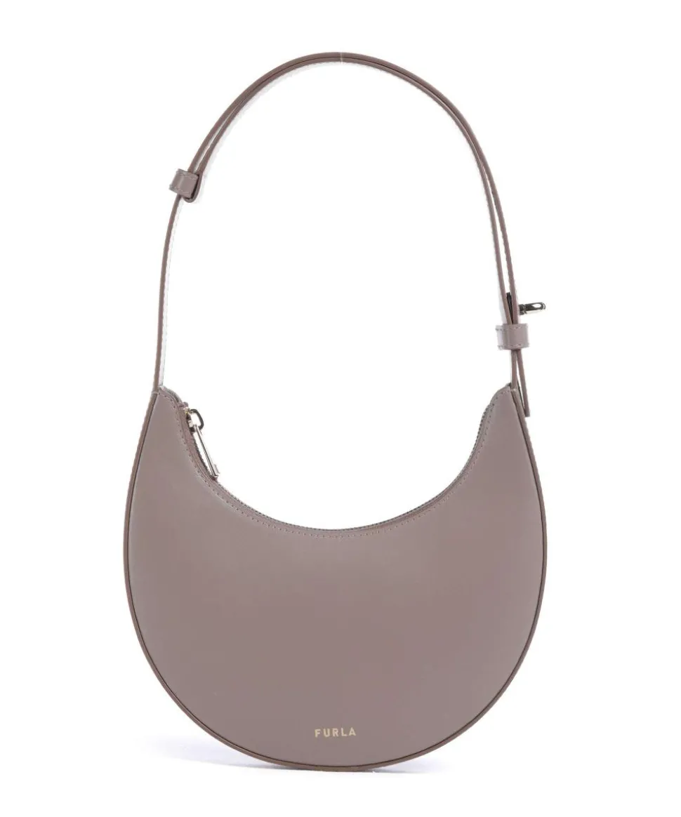 Delizia Mini Schultertasche fein genarbtes Leder taupe