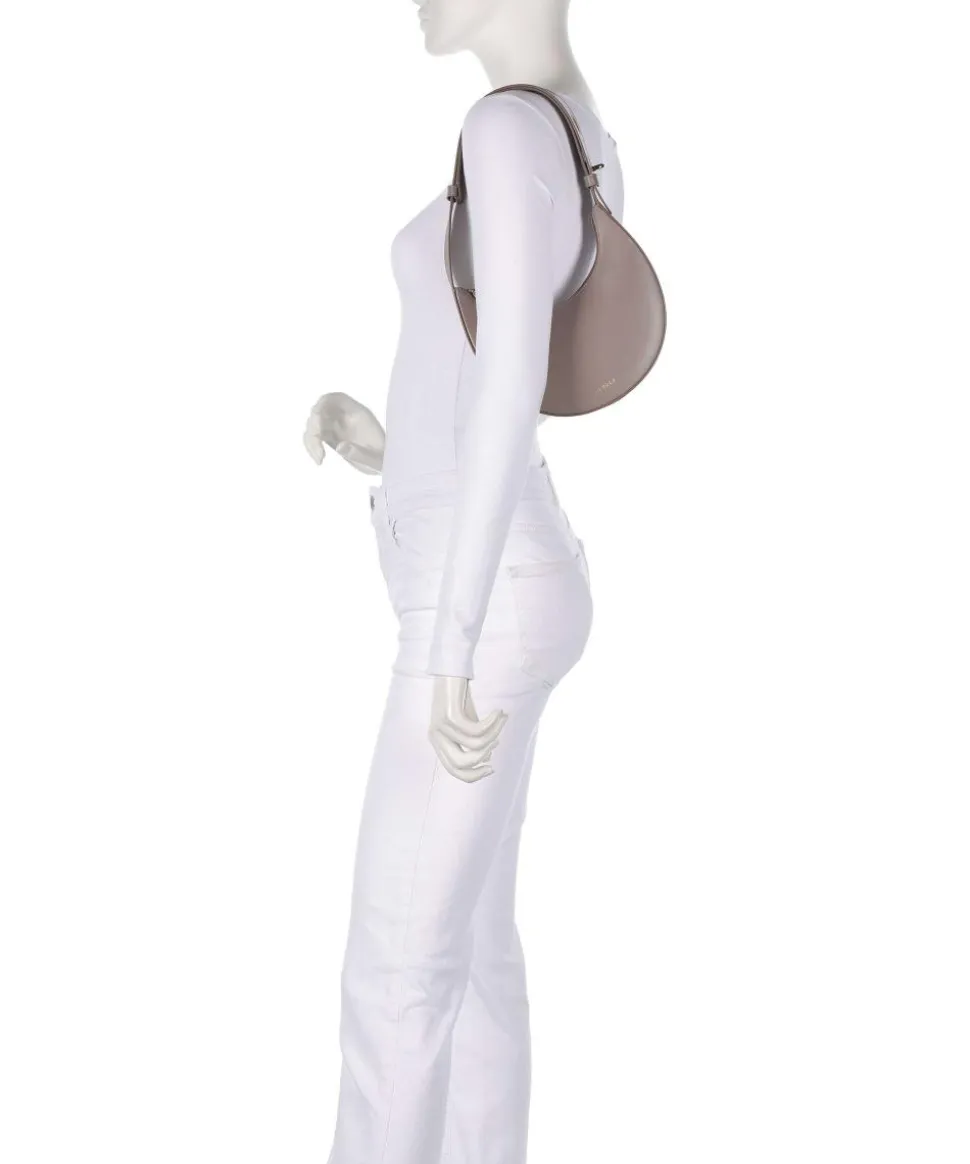 Delizia Mini Schultertasche fein genarbtes Leder taupe