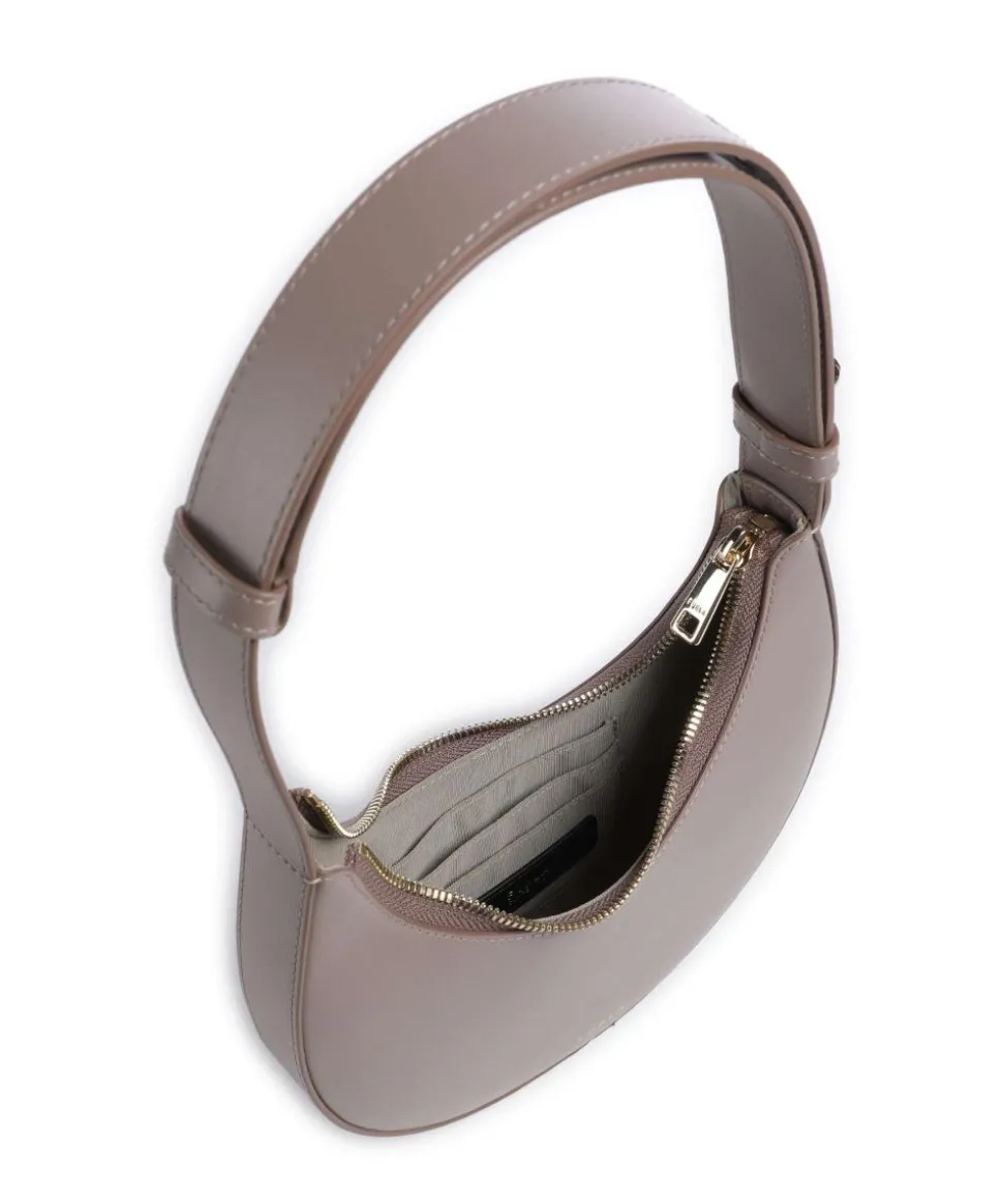 Delizia Mini Schultertasche fein genarbtes Leder taupe