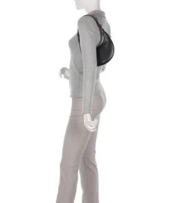 Delizia Mini Schultertasche fein genarbtes Leder schwarz