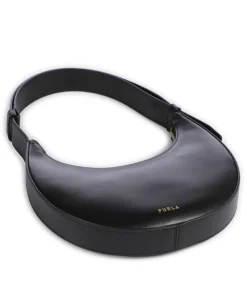 Delizia Mini Schultertasche fein genarbtes Leder schwarz