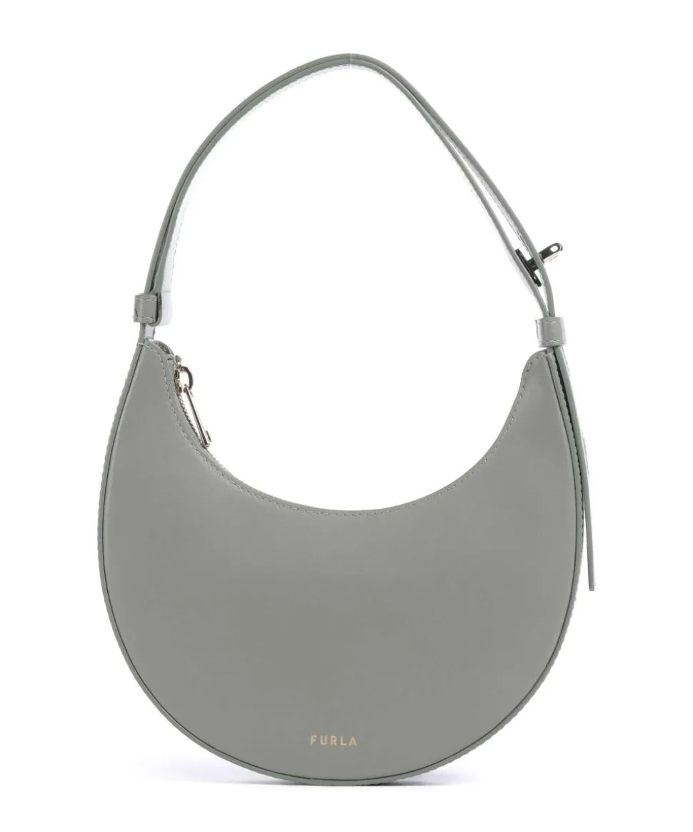 Delizia Mini Schultertasche fein genarbtes Leder grau