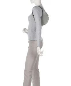 Delizia Mini Schultertasche fein genarbtes Leder grau