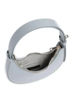 Delizia Mini Schultertasche fein genarbtes Leder blaugrau