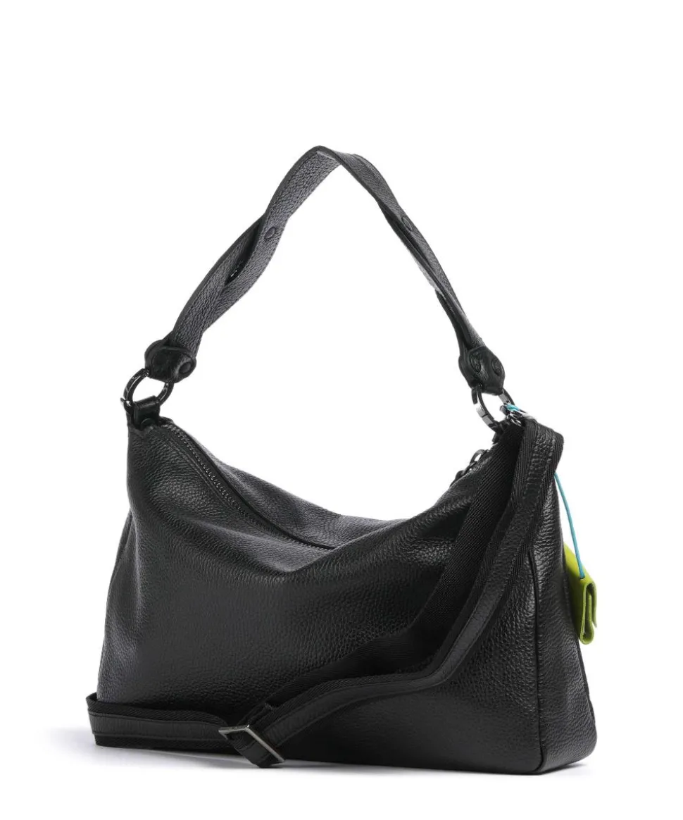 Delos Calliope Beuteltasche genarbtes Kalbsleder schwarz