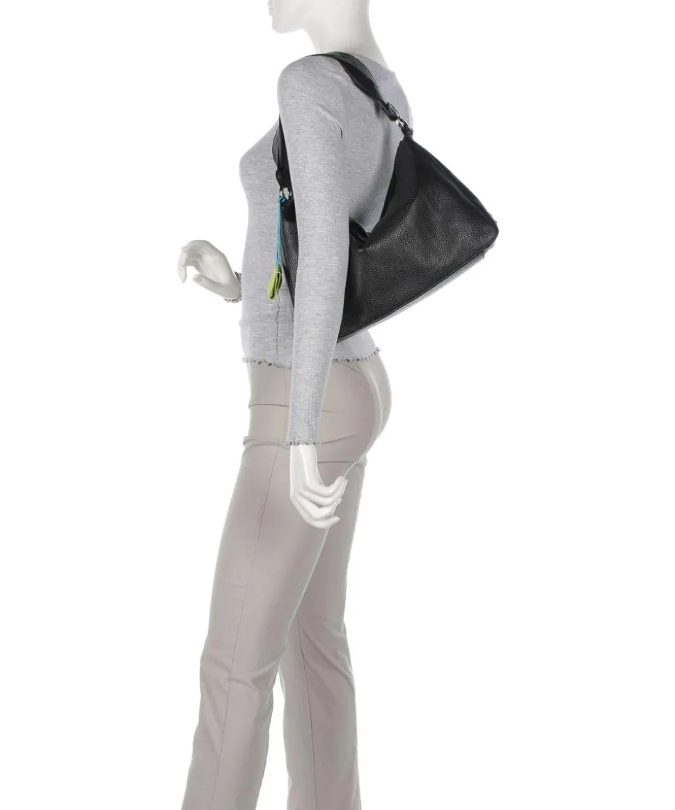 Delos Calliope Beuteltasche genarbtes Kalbsleder schwarz