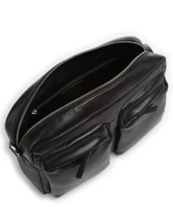 Design Destination Schultertasche fein genarbtes Kalbsleder schwarz