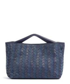 Devonshire Row Handtasche genarbtes Rindsleder, Polyester dunkelblau