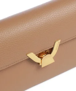 Dew Schultertasche genarbtes Rindsleder hellbraun