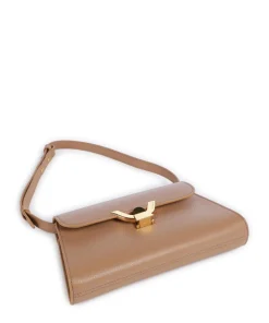 Dew Schultertasche genarbtes Rindsleder hellbraun