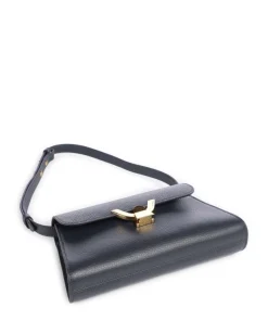 Dew Schultertasche genarbtes Rindsleder navy