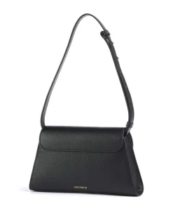 Dew Schultertasche genarbtes Rindsleder schwarz