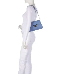 Dew Schultertasche genarbtes Rindsleder blau