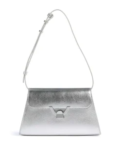 Dew Schultertasche genarbtes Rindsleder silber