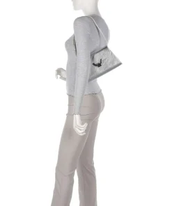 Dew Schultertasche genarbtes Rindsleder silber