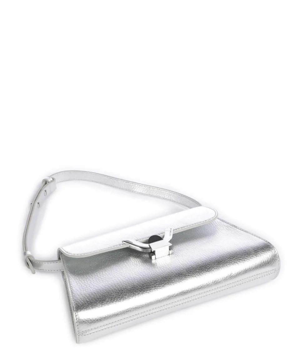 Dew Schultertasche genarbtes Rindsleder silber