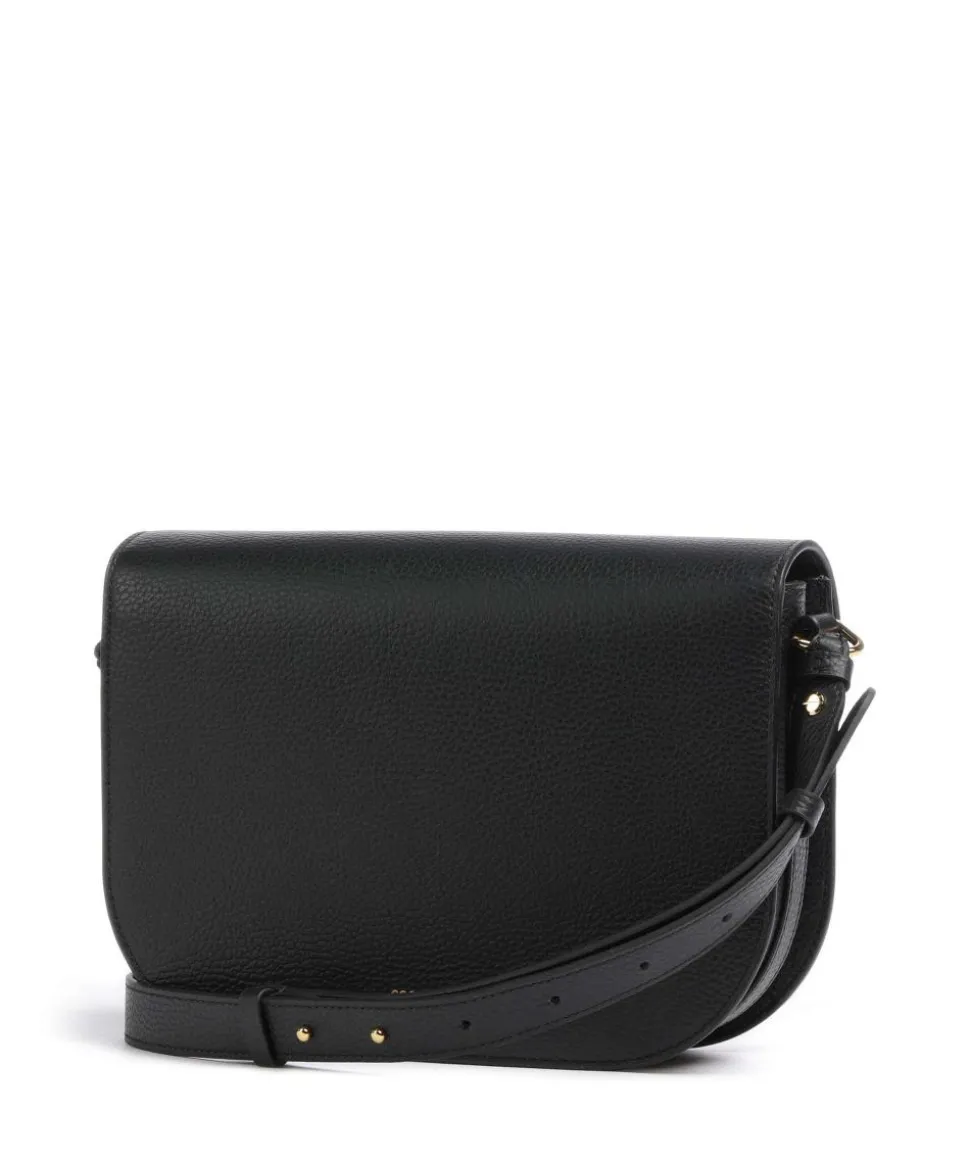 Dew Schultertasche genarbtes Leder schwarz