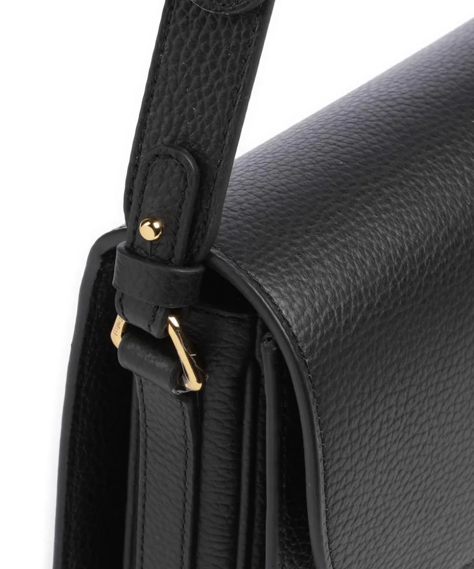 Dew Schultertasche genarbtes Leder schwarz