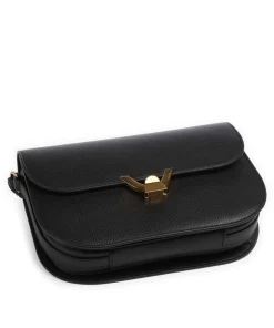 Dew Schultertasche genarbtes Leder schwarz