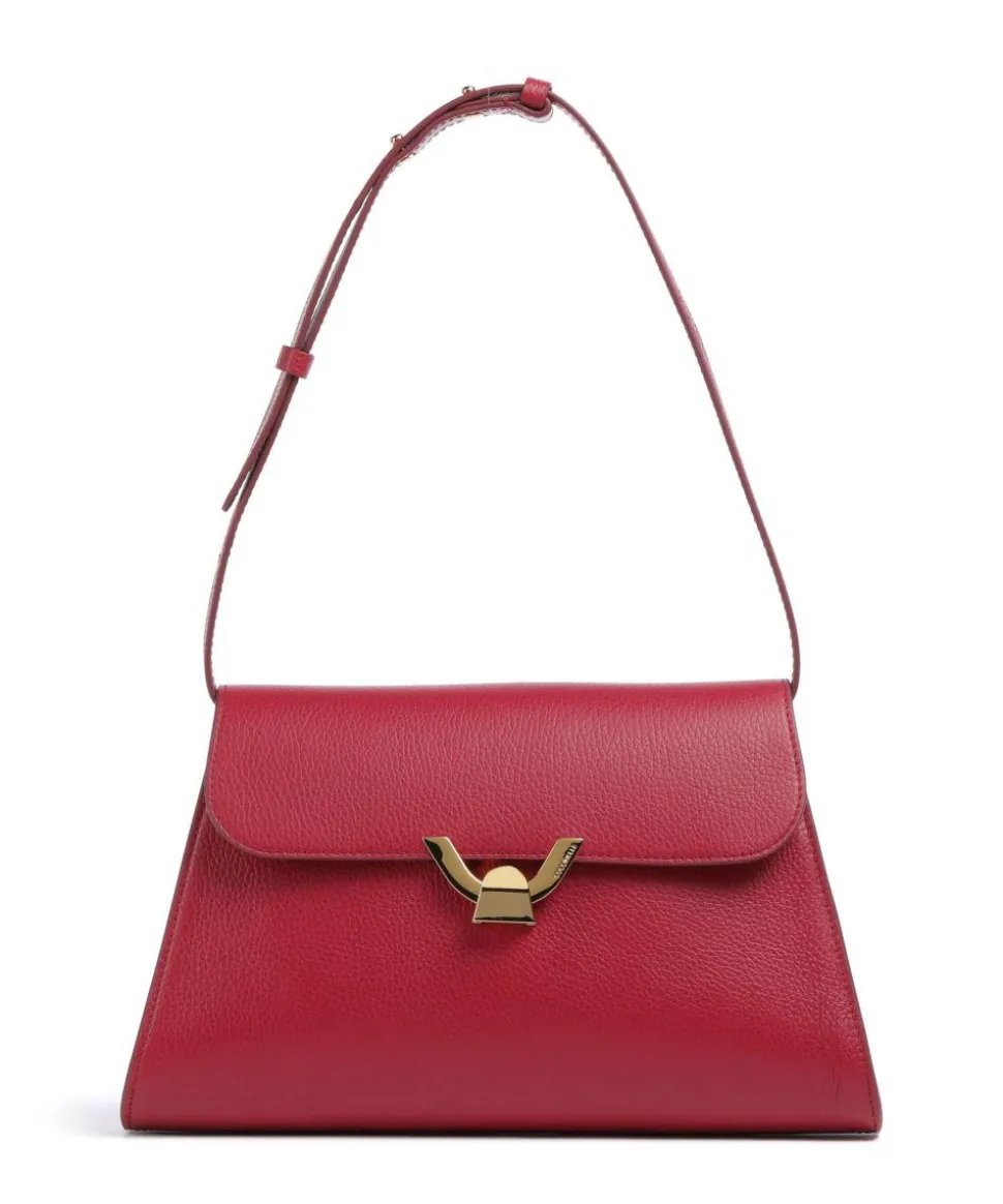 Dew Schultertasche genarbtes Leder rot