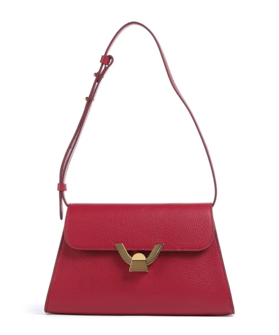 Dew Schultertasche genarbtes Rindsleder rot