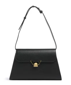 Dew Schultertasche genarbtes Leder schwarz