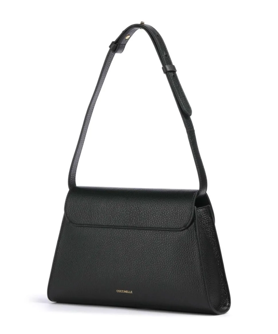 Dew Schultertasche genarbtes Leder schwarz