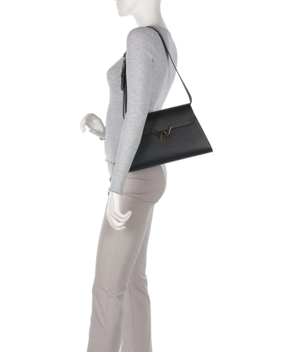 Dew Schultertasche genarbtes Leder schwarz