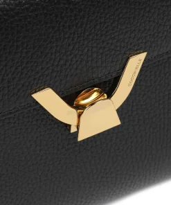 Dew Schultertasche genarbtes Leder schwarz