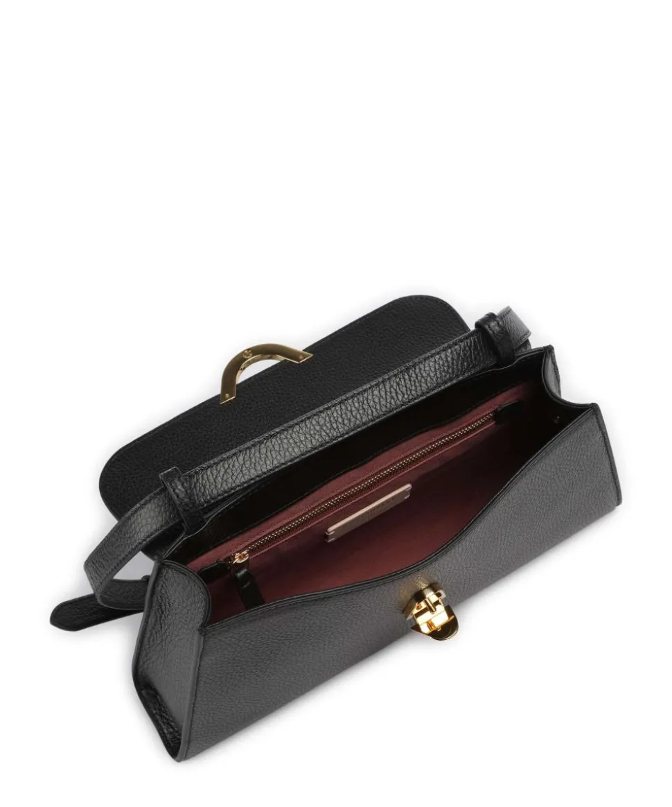 Dew Schultertasche genarbtes Leder schwarz