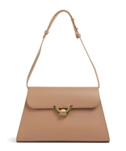 Dew Schultertasche genarbtes Leder hellbraun