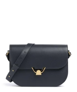 Dew Schultertasche genarbtes Leder navy