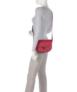 Dew Umhängetasche genarbtes Leder rot