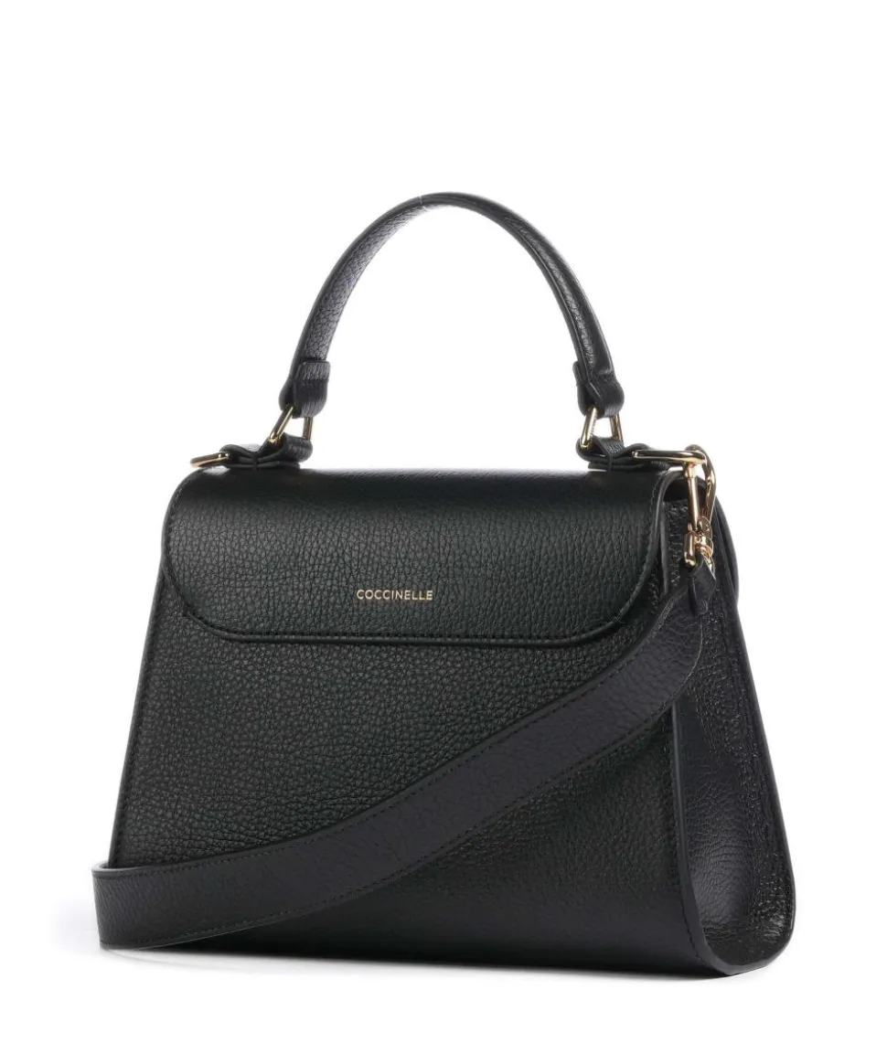 Dew Umhängetasche genarbtes Rindsleder schwarz