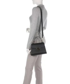 Dew Umhängetasche genarbtes Rindsleder schwarz