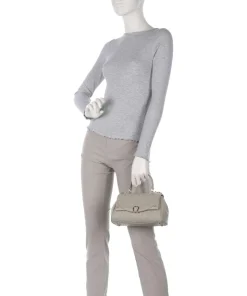 Diadora S Handtasche genarbtes Rindsleder grau