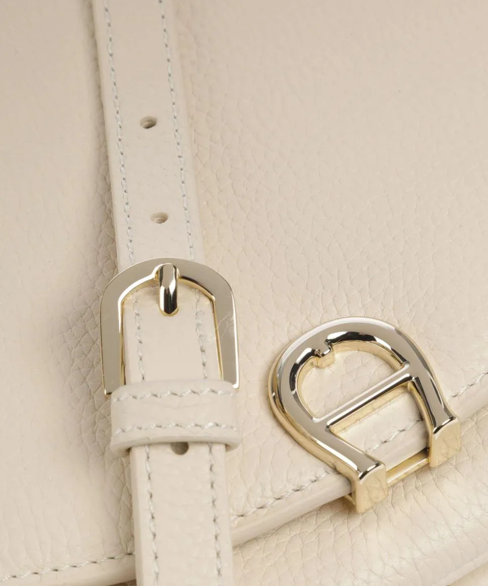 Diadora S Schultertasche genarbtes Rindsleder creme