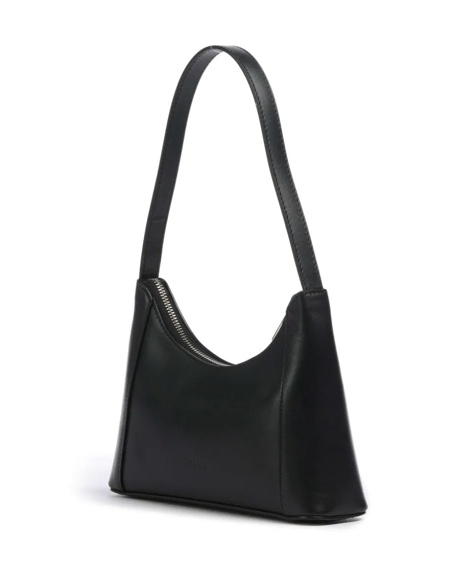 Diamante Mini Schultertasche fein genarbtes Leder schwarz