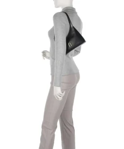 Diamante Mini Schultertasche fein genarbtes Leder schwarz