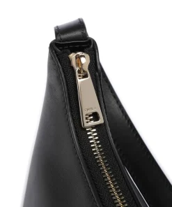 Diamante Mini Schultertasche fein genarbtes Leder schwarz