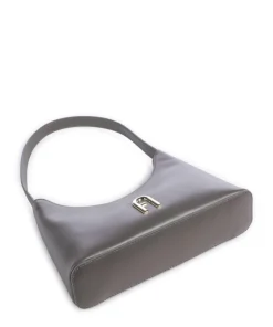 Diamante Mini Schultertasche fein genarbtes Leder dunkelgrau