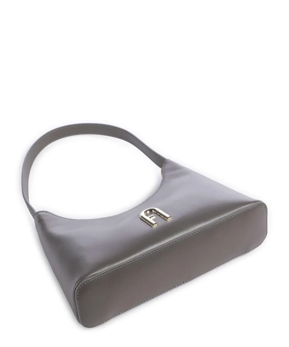 Diamante Mini Schultertasche fein genarbtes Leder dunkelgrau