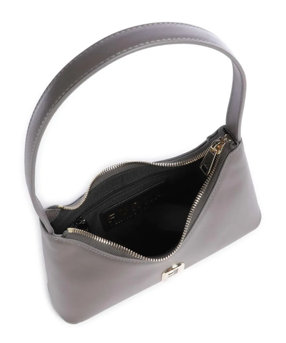 Diamante Mini Schultertasche fein genarbtes Leder dunkelgrau