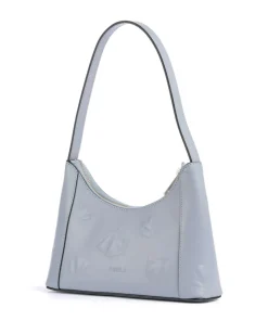 Diamante Mini Schultertasche fein genarbtes Leder hellblau