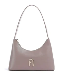 Diamante Mini Schultertasche fein genarbtes Leder taupe