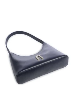 Diamante Mini Schultertasche fein genarbtes Leder navy