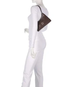 Diamante Mini Schultertasche fein genarbtes Leder dunkelbraun