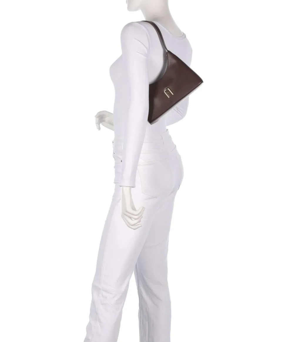 Diamante Mini Schultertasche fein genarbtes Leder dunkelbraun