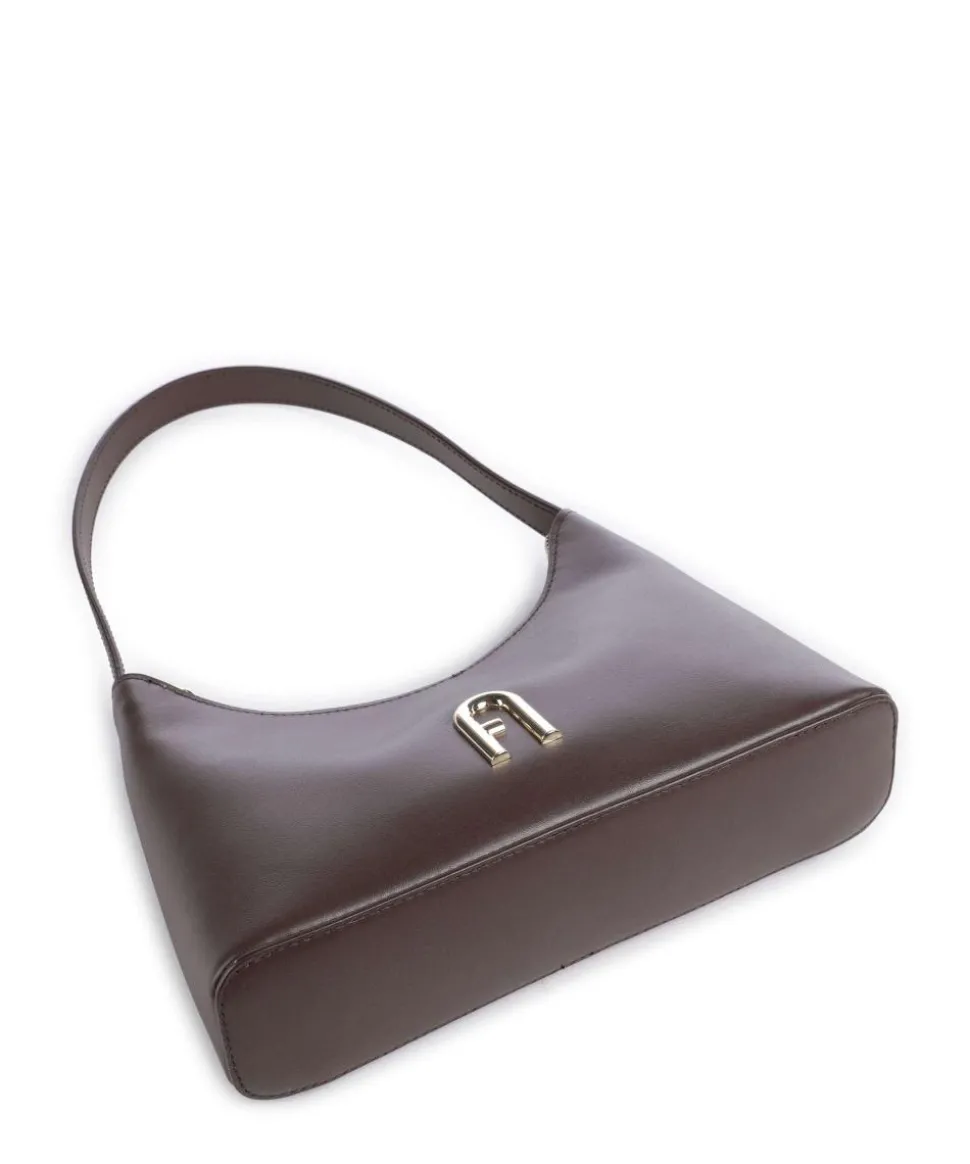 Diamante Mini Schultertasche fein genarbtes Leder dunkelbraun